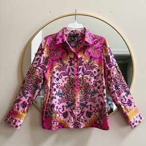 Rachel Zoe Pink Paisley Loose fit button down